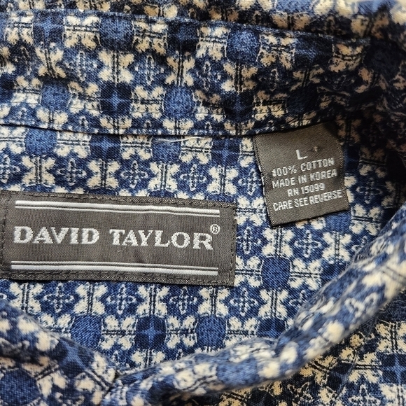 Men's Casual button-down shirt Collared Long sleeves Blue Tan Size L - Picture 6 of 11